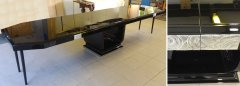 Art Deco Tisch schwarz hochglanz restauriert Versilberung mit Blattsilber